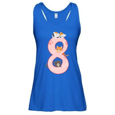 Kids 8th Birthday Girl Gift Cats Outfit 8 Years Old Gift Ladies Essential Flowy Tank