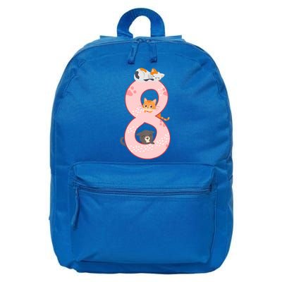 Kids 8th Birthday Girl Gift Cats Outfit 8 Years Old Gift 16 in Basic Backpack