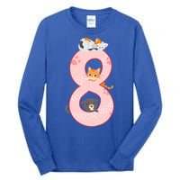 Kids 8th Birthday Girl Gift Cats Outfit 8 Years Old Gift Tall Long Sleeve T-Shirt