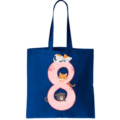 Kids 8th Birthday Girl Gift Cats Outfit 8 Years Old Gift Tote Bag