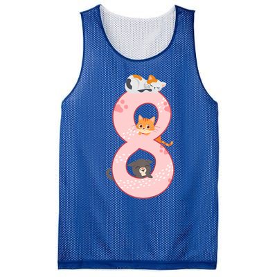 Kids 8th Birthday Girl Gift Cats Outfit 8 Years Old Gift Mesh Reversible Basketball Jersey Tank