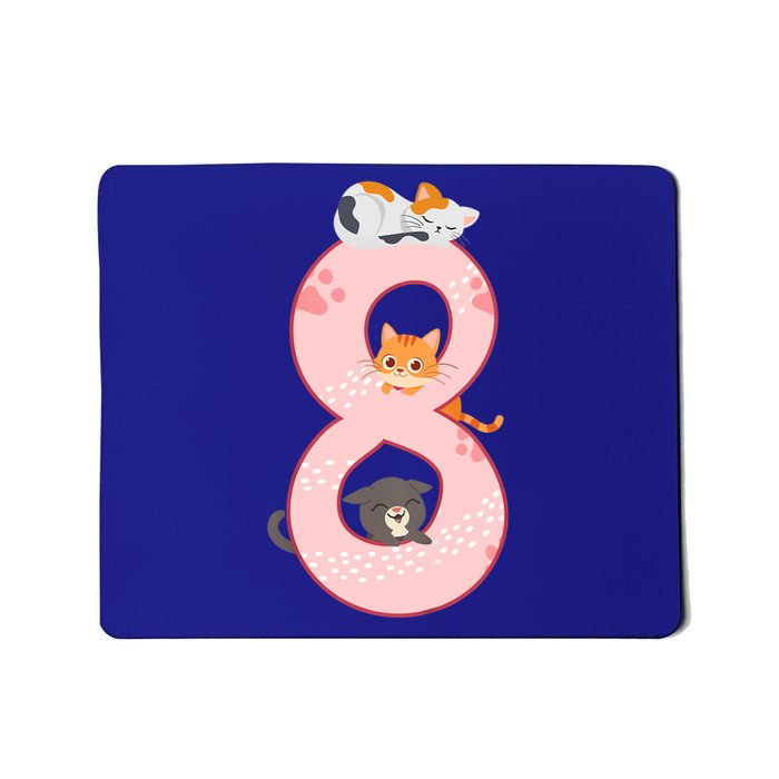 Kids 8th Birthday Girl Gift Cats Outfit 8 Years Old Gift Mousepad