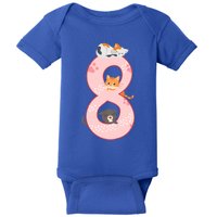 Kids 8th Birthday Girl Gift Cats Outfit 8 Years Old Gift Baby Bodysuit