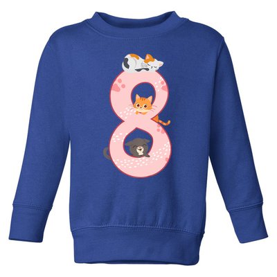 Kids 8th Birthday Girl Gift Cats Outfit 8 Years Old Gift Toddler Sweatshirt