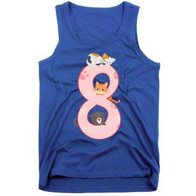 Kids 8th Birthday Girl Gift Cats Outfit 8 Years Old Gift Tank Top