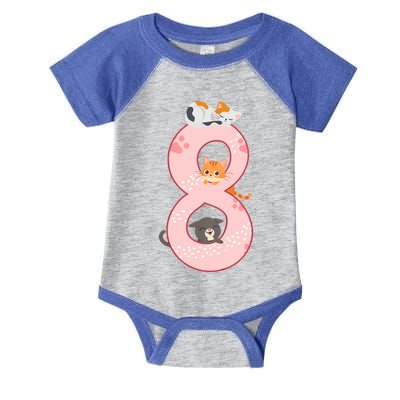 Kids 8th Birthday Girl Gift Cats Outfit 8 Years Old Gift Infant Baby Jersey Bodysuit