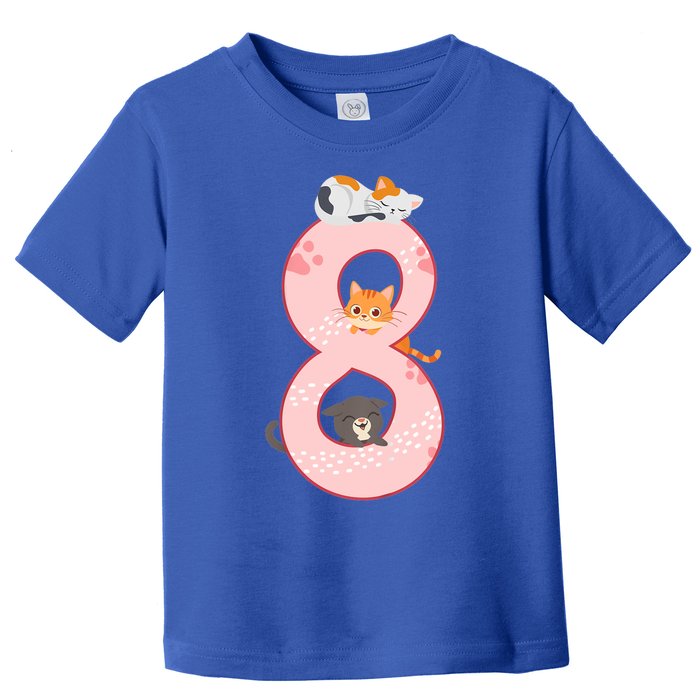 Kids 8th Birthday Girl Gift Cats Outfit 8 Years Old Gift Toddler T-Shirt