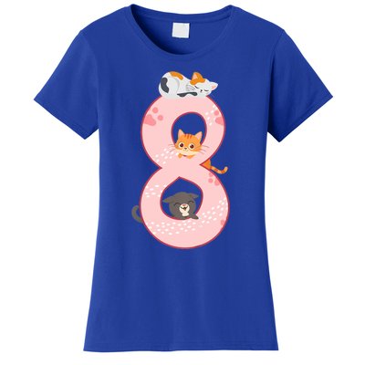 Kids 8th Birthday Girl Gift Cats Outfit 8 Years Old Gift Women's T-Shirt