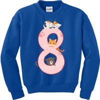 Kids 8th Birthday Girl Gift Cats Outfit 8 Years Old Gift Kids Sweatshirt