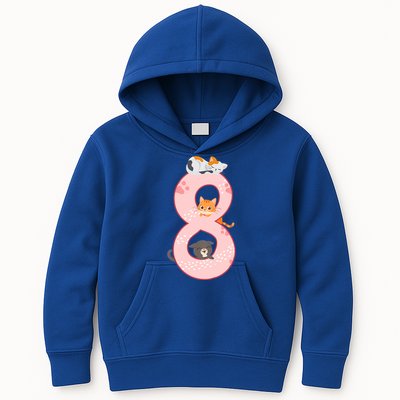 Kids 8th Birthday Girl Gift Cats Outfit 8 Years Old Gift Kids Hoodie