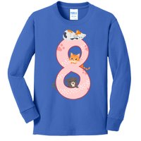 Kids 8th Birthday Girl Gift Cats Outfit 8 Years Old Gift Kids Long Sleeve Shirt