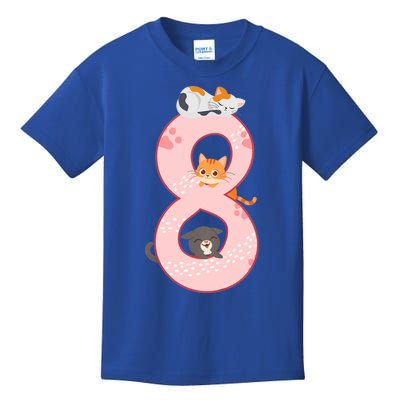 Kids 8th Birthday Girl Gift Cats Outfit 8 Years Old Gift Kids T-Shirt