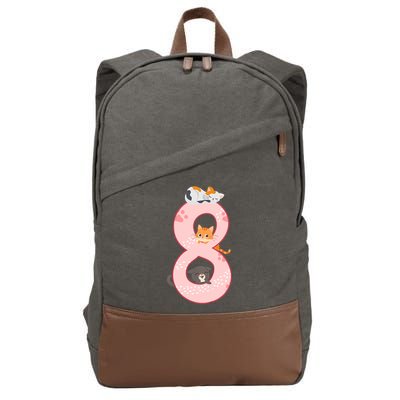 Kids 8th Birthday Girl Gift Cats Outfit 8 Years Old Gift Cotton Canvas Backpack