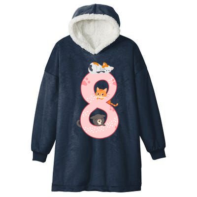 Kids 8th Birthday Girl Gift Cats Outfit 8 Years Old Gift Hooded Wearable Blanket