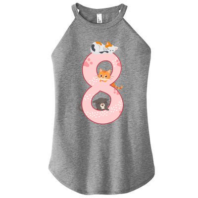 Kids 8th Birthday Girl Gift Cats Outfit 8 Years Old Gift Women's Perfect Tri Rocker Tank