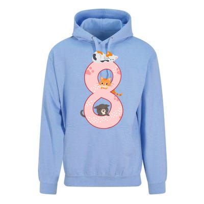 Kids 8th Birthday Girl Gift Cats Outfit 8 Years Old Gift Unisex Surf Hoodie