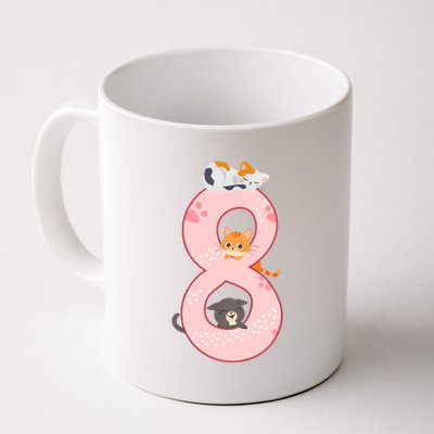 Kids 8th Birthday Girl Gift Cats Outfit 8 Years Old Gift Coffee Mug