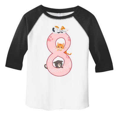 Kids 8th Birthday Girl Gift Cats Outfit 8 Years Old Gift Toddler Fine Jersey T-Shirt