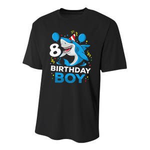 Kids 8th Birthday Boy Shark Ocean Theme Party 8 Years Old For Boy Youth Performance Sprint T-Shirt