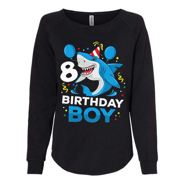 Kids 8th Birthday Boy Shark Ocean Theme Party 8 Years Old For Boy Womens California Wash Sweatshirt