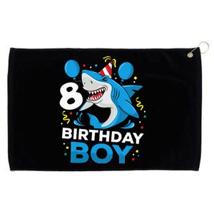 Kids 8th Birthday Boy Shark Ocean Theme Party 8 Years Old For Boy Grommeted Golf Towel