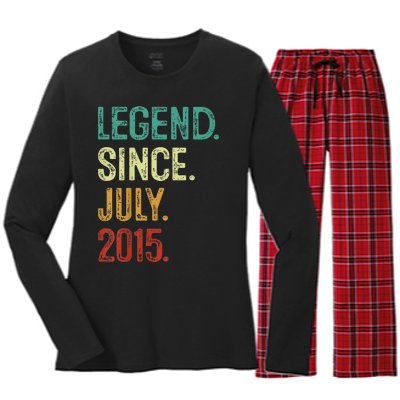 Kids 8 Years Old Legend Since July 2015 8th Birthday Women's Long Sleeve Flannel Pajama Set 