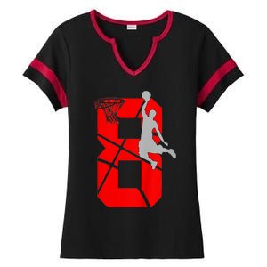 K.i.d.s 8 Year Old 8th Basketball Birthday PartyTheme Boys Girls Ladies Halftime Notch Neck Tee