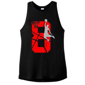 K.i.d.s 8 Year Old 8th Basketball Birthday PartyTheme Boys Girls Ladies PosiCharge Tri-Blend Wicking Tank