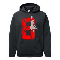 K.i.d.s 8 Year Old 8th Basketball Birthday PartyTheme Boys Girls Performance Fleece Hoodie