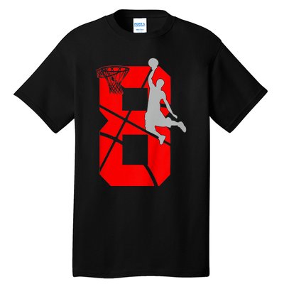 K.i.d.s 8 Year Old 8th Basketball Birthday PartyTheme Boys Girls Tall T-Shirt