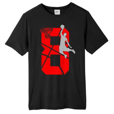 K.i.d.s 8 Year Old 8th Basketball Birthday PartyTheme Boys Girls Tall Fusion ChromaSoft Performance T-Shirt