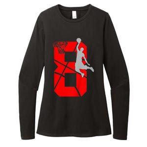 K.i.d.s 8 Year Old 8th Basketball Birthday PartyTheme Boys Girls Womens CVC Long Sleeve Shirt