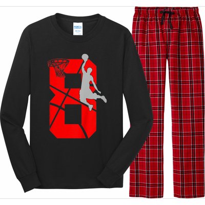 K.i.d.s 8 Year Old 8th Basketball Birthday PartyTheme Boys Girls Long Sleeve Pajama Set