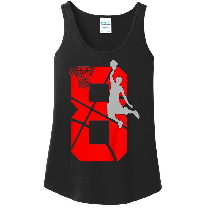 K.i.d.s 8 Year Old 8th Basketball Birthday PartyTheme Boys Girls Ladies Essential Tank