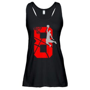 K.i.d.s 8 Year Old 8th Basketball Birthday PartyTheme Boys Girls Ladies Essential Flowy Tank