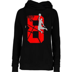 K.i.d.s 8 Year Old 8th Basketball Birthday PartyTheme Boys Girls Womens Funnel Neck Pullover Hood