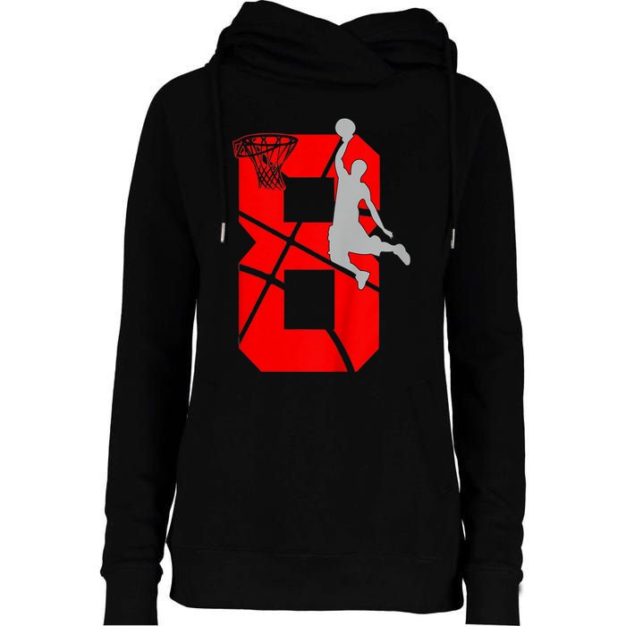 K.i.d.s 8 Year Old 8th Basketball Birthday PartyTheme Boys Girls Womens Funnel Neck Pullover Hood