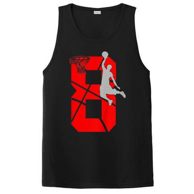 K.i.d.s 8 Year Old 8th Basketball Birthday PartyTheme Boys Girls PosiCharge Competitor Tank