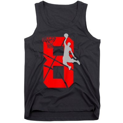 K.i.d.s 8 Year Old 8th Basketball Birthday PartyTheme Boys Girls Tank Top