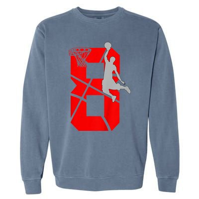 K.i.d.s 8 Year Old 8th Basketball Birthday PartyTheme Boys Girls Garment-Dyed Sweatshirt