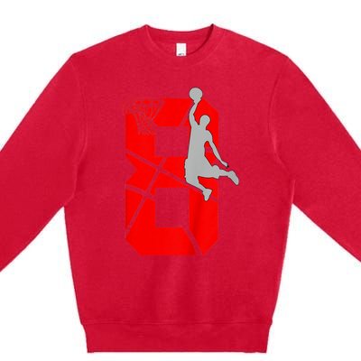 K.i.d.s 8 Year Old 8th Basketball Birthday PartyTheme Boys Girls Premium Crewneck Sweatshirt