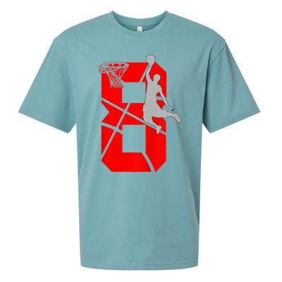 K.i.d.s 8 Year Old 8th Basketball Birthday PartyTheme Boys Girls Sueded Cloud Jersey T-Shirt