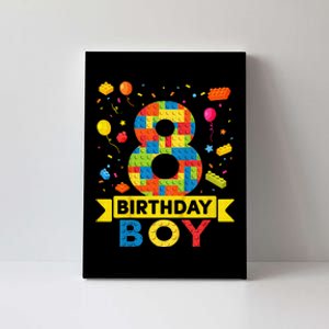 Kids 8 Year Old Building Blocks 8th Birthday Boy Canvas