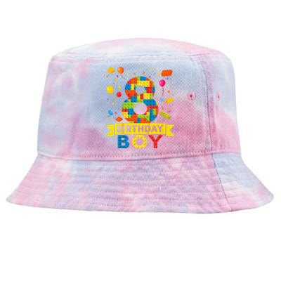 Kids 8 Year Old Building Blocks 8th Birthday Boy Tie-Dyed Bucket Hat