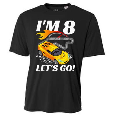 Kids 8 Year Old 8th Racing Racecar Birthday Party Cooling Performance Crew T-Shirt