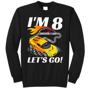 Kids 8 Year Old 8th Racing Racecar Birthday Party Sweatshirt