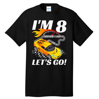 Kids 8 Year Old 8th Racing Racecar Birthday Party Tall T-Shirt