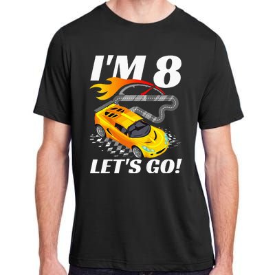 Kids 8 Year Old 8th Racing Racecar Birthday Party Adult ChromaSoft Performance T-Shirt