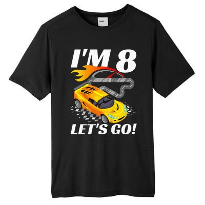 Kids 8 Year Old 8th Racing Racecar Birthday Party Tall Fusion ChromaSoft Performance T-Shirt