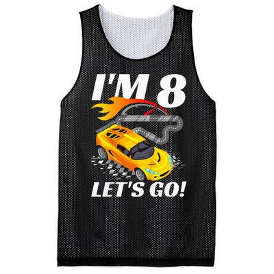 Kids 8 Year Old 8th Racing Racecar Birthday Party Mesh Reversible Basketball Jersey Tank